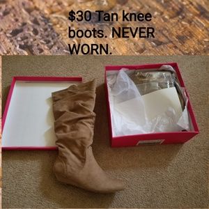 Tan knee boots